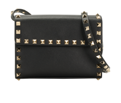 Mini Rockstud Flap, Leather, Black, MII, S/DB, 3*